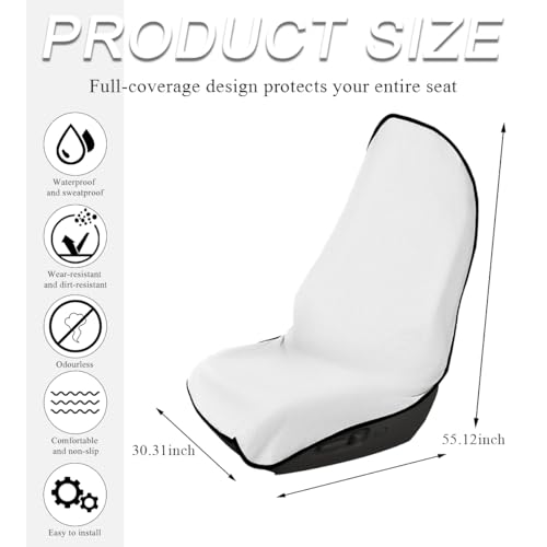 DXNQ Waterproof Car Towel Seat Cover, Sweating Non-Slip Premium Towel Carseat Cover Protector, Universal Soft Machine Washable Car Truck SUV Front Seat Cover for Gym Workout Beach Hiking (White) - color: White, 1pc, Front