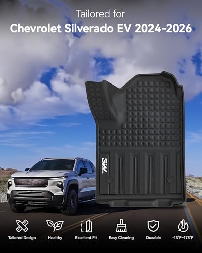 3W Floor Mats Fit for Chevrolet Silverado EV 2024-2025 2026 (WT & RST)/GMC Sierra EV/Sierra EV Denali Accessories TPE All Weather Floor Liner, 1st and 2nd Row Car Mats - size: Chevy Silverado EV 2024-2025 Floor Mats