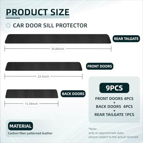 Car Door Sill Protector Compatible with Honda CRV SUV 2024-2017 Custom Fit LX EX EX-L Upgraded- Custom Fit Anti-Scratch Carbon Fiber Threshold Protection Sticker, Trunk & Door Entry Edge Guard (9pcs)