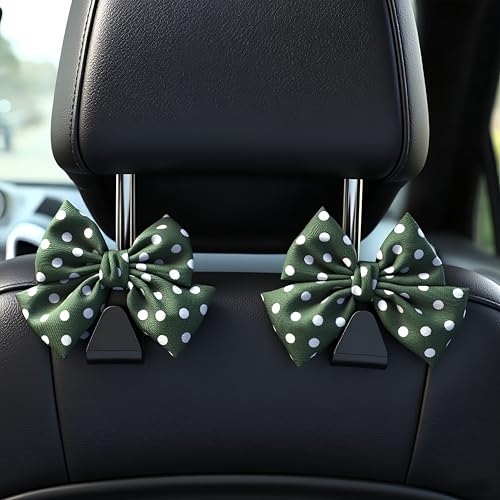 2-Pack Car Purse Hooks for Hanging Purses and Bags, Cute Bow car seat headrest Hooks for Hanging car Purse Hooks. (Green Wave Point) - color: Green Wave point