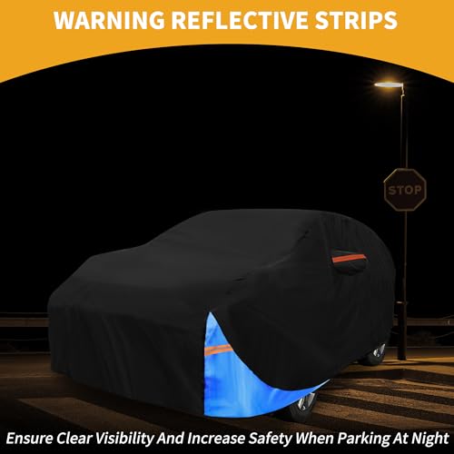 Waterproof All-Weather Universal Car Cover with Right Side Zipper, 190T Polyeste Black Blue Fits for Wagon 190" to 198" Length - size: Fit for Wagon Length 190" to 198"