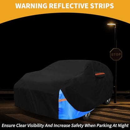 Waterproof All-Weather Universal Car Cover with Right Side Zipper, 190T Polyeste Black Blue Fits for Wagon 190" to 198" Length - size: Fit for Wagon Length 190" to 198"