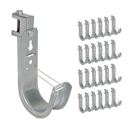ICC Beam Clamp J Hook 2” with Retainer Clip - Galvanized Steel Cable Management Hooks for Hanging Cable to Beams - Rust-Resistant, EIA and TIA Compliant - 2 Inch 25 Pack - size: 2 In, style: Beam Clamp