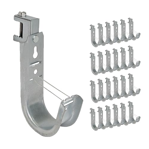 ICC Beam Clamp J Hook 2” with Retainer Clip - Galvanized Steel Cable Management Hooks for Hanging Cable to Beams - Rust-Resistant, EIA and TIA Compliant - 2 Inch 25 Pack - size: 2 In, style: Beam Clamp