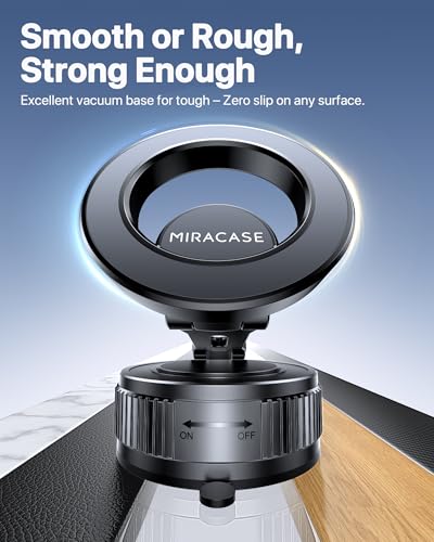 Miracase 2026 Vacuum for Magsafe Car Mount, [Strongest Suction] Magnetic Phone Holders for Your Car, 360° Adjustable Car Phone Holder Mount for iPhone 17 Pro Max 16 15 14 13 12 & All Smartphones