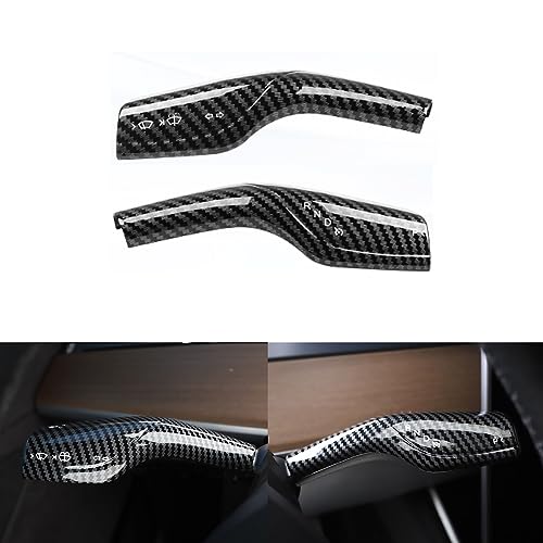 YHCDSEA Steering Lever Cover for Tesla Model 3/Y, Gear Shift Cover Accessory - Decorative Cover (Glossy Carbon Fiber Pattern) - style: Glossy Carbon Fiber Pattern