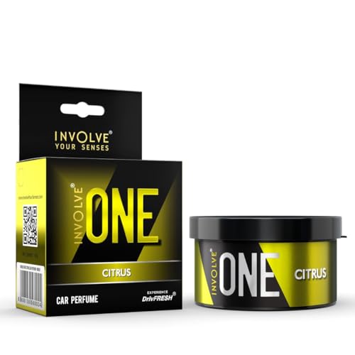 Involve One Citrus Car Air Freshener – Long Lasting Fiber Car Perfume for Cup Holder & Dashboard, Fresh Citrus Scent, Strong Odor Eliminator 40g