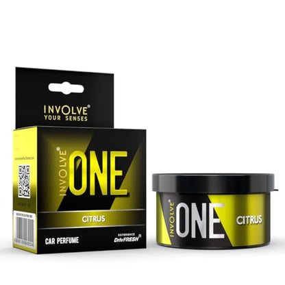 Involve One Citrus Car Air Freshener – Long Lasting Fiber Car Perfume for Cup Holder & Dashboard, Fresh Citrus Scent, Strong Odor Eliminator 40g