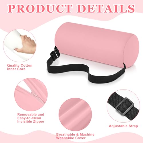 Wenqik 2 Pcs Lumbar Support Pillow Lumbar Roll Lower Pillow Office Seat Cushion with Adjustable Strap and Washable Cover for Travel Gaming Chair Car Seat Pain Relief(Pink) - color: Pink