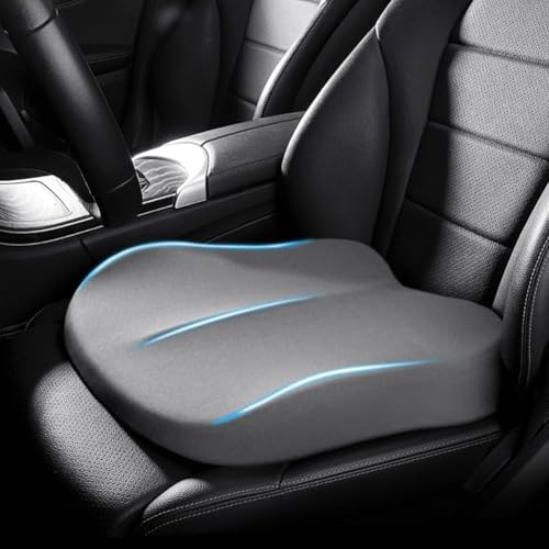 Adult Car Booster Seat Cushion, Car Seat Driver Height Boost Mat Memory Foam Car Seat Cushions Pad Improve Driving View Non-Slip 3D Office Chair Cushion Pressure Relief (Grey) - color: Grey