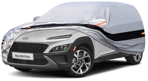 10 Layers Car Cover Waterproof All Weather for Compact SUV,100% Waterproof Outdoor Car Covers Rain Snow UV Dust Protection. Custom Fit forAudi Q2, Hyundai Kona, Kia Soul, Mazda CX-3,etc - color: Silver, size: A9-See vehicle size chart