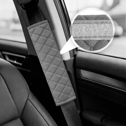 2PCS Car Seat Belt Pads Cover, Fluffy Car Seatbelt Covers, Soft Car Seat Belt Strap Cushion Protect Your Neck and Shoulder, Driving Seat Belt Shoulder Strap Cover for Most Autos (Grey) - color: Grey