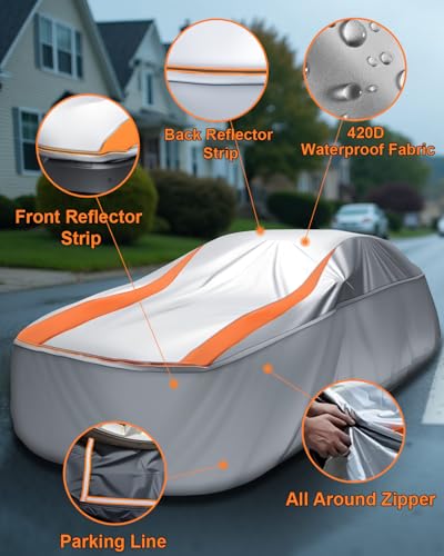 Sliver Full Enclosed Larger SUV Car Cover Universal Fit Tahoe/Traverse,Sienna,BMW X7/XM,Audi Q6/Q7,GLS/EQS,Yukon,Lexus LX/TX,GL8,Odyssey,Ford Flex,Durango,Infiniti QX60/80,EM90,Pacifica - size: 9.For Large SUV/MPV/Jeep Length 198-212 in