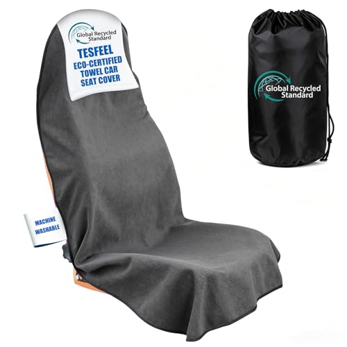 550g Heavy Duty Towel Car Seat Cover, Waterproof Sweat Protector for Post-Gym & Beach, Non-Slip Microfiber Bucket Seat Mat for Sedans SUV Minivans, Machine Washable (Gray, 1-Pack) - color: Gray, size: Front-1pc