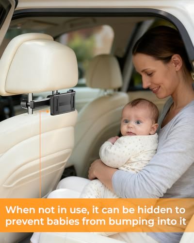 Car Headrest Tablet Holder for Back Seat, [Lockable 3 in 1 Extension Arm & 360° Rotation] iPad Car Mount, Road Trip Essentials for Kids,Compatible with 5.5-11" iPad Series & Tablets(2 Pack) - size: 2 Pack