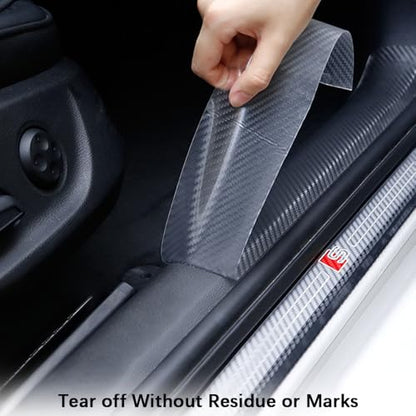 Car Door Edge Trim,Universal Door Sill Protector,Transparent Carbon Fiber Front/Rear Bumper Guard,Automotive Scratch Cover Strip Sticker(1.97" x33FT,White Carbon Fiber) - color: White Carbon Fiber-1.97"x33ft