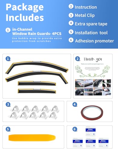 in-Channel Rain Guards Fit for Chevy Equinox 2018-2024 Window Rain Guard Extra Durable Window Deflectors Window Vent Visors Vent Shades Exterior Car Accessories-4PCS - size: Fit for 2018-2024 Chevy Equinox