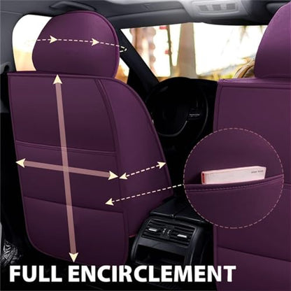 Car Seat Covers Front Seats, Super Luxurious Heavy Universal Duty Waterproof Leather Automotive Vehicle Cover for Cars SUV Pick-up Truck, Non-Slip Seat Pink Car Accessories (2 PCS Front/Purple) - color: 2 PCS Front/Purple