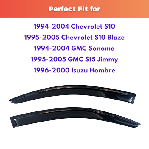 KPY Rain Guards Fit for 1994-2004 Chevrolet S10/GMC Sonoma, Out-Channel Window Visors Vent Wind Deflectors 2PC, Truck Accessories for 1995-2005 Chevy S10 Blazer/GMC S15 Jimmy, 1996-2000 Isuzu Hombre - size: 1994-2004 S10/Sonoma