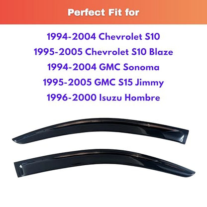 KPY Rain Guards Fit for 1994-2004 Chevrolet S10/GMC Sonoma, Out-Channel Window Visors Vent Wind Deflectors 2PC, Truck Accessories for 1995-2005 Chevy S10 Blazer/GMC S15 Jimmy, 1996-2000 Isuzu Hombre - size: 1994-2004 S10/Sonoma