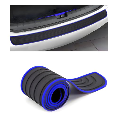 Car Rear Bumper Protector Guard, Anti-Scratch Auto Trunk Door Entry Protection Strip, Non-Slip Rubber Bumper Protective Cover Guard for Most Cars Trucks SUVs (Black & Blue, 35") - color: Black & Blue, 35"
