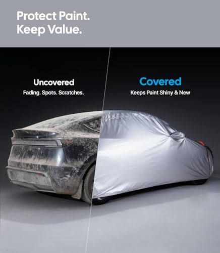 Wigoo Tesla Model Y Car Cover Accessories (2020–2026), Custom Fit All-Weather Outdoor, Waterproof UV Sun & Heat Protection, Ventilated Design, Windproof, Smooth Paint-Safe Lining, Charging Port Zipper - size: for Tesla Model Y (2020-2026)