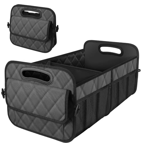 Deosk Trunk Organziers and Storage with 6 Big Pocket,Car Accessories for Women/Men 50L Waterproof Polyester Trunk Organzier for Car/SUV/Minivan/Truck(Medium,Charcoal) - color: Charcoal, size: Medium