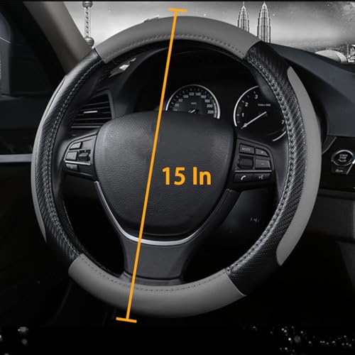 zipelo Elastic Stretch Steering Wheel Cover, Microfiber Breathable Ice Silk, Universal 15 Inch Anti-Slip Car Steering Wheel Protector, Warm in Winter and Cool in Summer for Women (Style1-Gray) - color: Style1-Gray