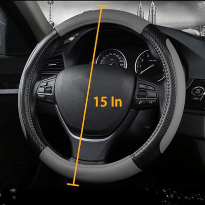 zipelo Elastic Stretch Steering Wheel Cover, Microfiber Breathable Ice Silk, Universal 15 Inch Anti-Slip Car Steering Wheel Protector, Warm in Winter and Cool in Summer for Women (Style1-Gray) - color: Style1-Gray