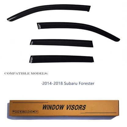 Window Visors Rain Guards fits 2014-2018 Forester, Out-Channel Window Wind Deflectors Vent Shades Accessories, Dark Smoke 4 Pcs, 2015 2016 2017 - size: 2014-2018 Forester