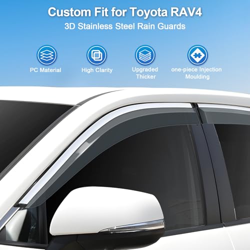 Sze Rain Guards Compatible with RAV4 2019-2023 2024 2025 Side Window Deflectors Rain Guards RAV4 Rain Out-Channel Guard Deflector Vent Visor-4pcs - style: RAV4 2019-2025