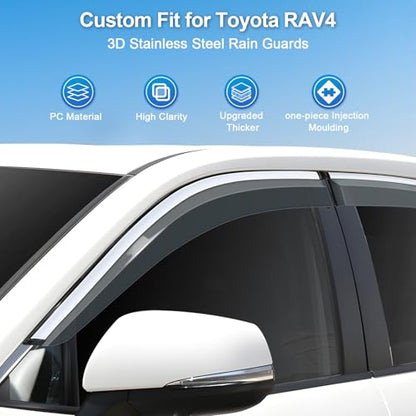 Sze Rain Guards Compatible with RAV4 2019-2023 2024 2025 Side Window Deflectors Rain Guards RAV4 Rain Out-Channel Guard Deflector Vent Visor-4pcs - style: RAV4 2019-2025
