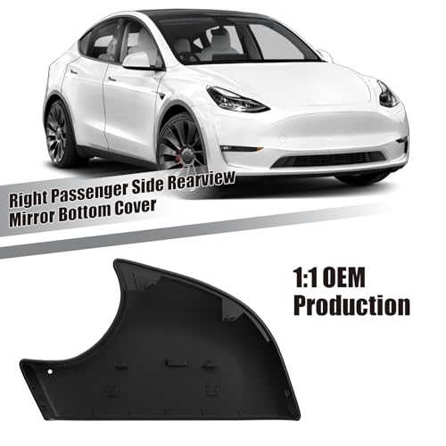 Tesla Model Y Mirror Bottom Cover, Right Passenger Side Lower Rearview Mirror Trim Housing Cap Replacement for 2018-2025 Tesla Model Y Accessories, Black - size: Right