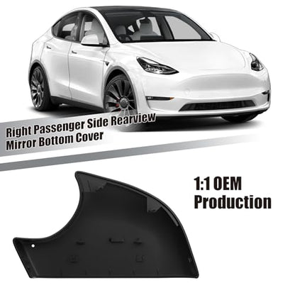 Tesla Model Y Mirror Bottom Cover, Right Passenger Side Lower Rearview Mirror Trim Housing Cap Replacement for 2018-2025 Tesla Model Y Accessories, Black - size: Right