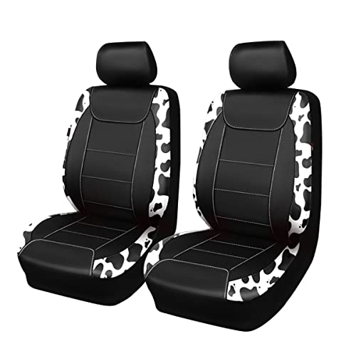 Flying Banner car seat Covers Protects Water Proof Faux Leather Carbon Fiber Fronts Cow Black - color: Cow Black, size: Front Pair -- 2PCS