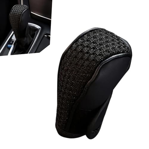 Car Gear Shift Knob Cover, 2.75" x 4.72" Anti-Slip Leather Car Shifter Protector, Automatic & Manual Transmission Universal Auto Interior Decoration for Cars, SUVs, Trucks (Black)