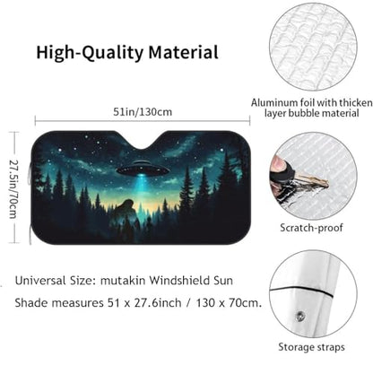 Alien Tree Car Sun Shade Windshield Sunshade Foldable Front Window Shield Cover for Truck SUV - color: Blue1