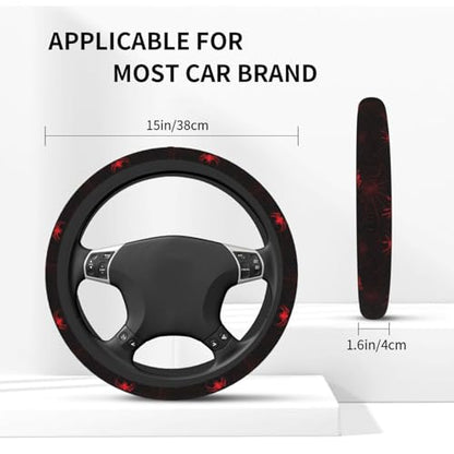 Halloween Steering Wheel Cover Elastic Non-Slip Car Steering Wheel Covers with Seat Belt Shoulder Pad for Women Men - color: Halloween