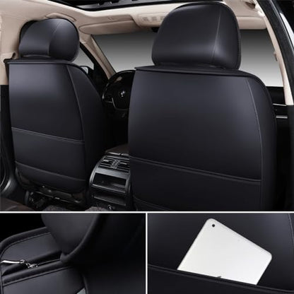 OASIS AUTO Car Seat Covers Full Set Premium Waterproof Faux Leather Cushion Universal Accessories Fit SUV Truck Sedan Automotive Vehicle Auto Interior Protector (OS013-Gray) - color: 013-Gray