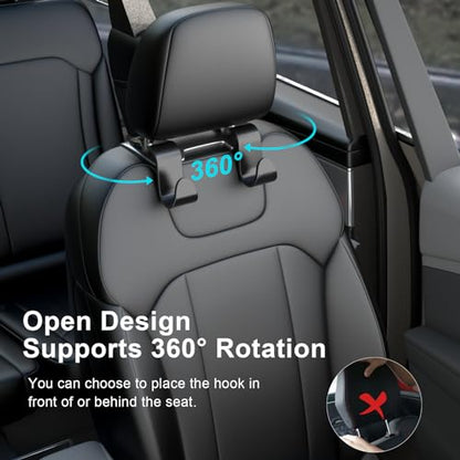 Car Seat Back Hook, Car Headrest Hook, Car Accessories for Interior, 4 Pack Plastic Black Hook, Suitable for Handbags, Shopping Bags, Clothes, Portable Tool Box