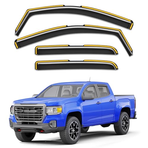 in-Channel Rain Guards Fit for Truck Chevy Colorado/GMC Canyon 2015-2022 Crew Cab Window Rain Guards Visors Vent Visors Window Deflector Vent Shades Car Accessories -4 pcs - size: Fit for 2015-2022 Chevy Colorado/GMC Canyon