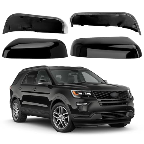 Driver & Passenger Side Mirror Cover Replacement for Ford Explorer 2016 2017 2018 2019 - Left & Right Side Mirror Covers, Rear View Mirror Cap Accessories Black - color: Black, size: Driver and Passenger Side (Left and Right)