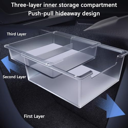 2PC Center Console Organizer Tray for Tesla Model Y Juniper 2025 2026 Flocked Armrest Drawer Storage Box Interior Accessories - size: 2PC Center Console Organizer