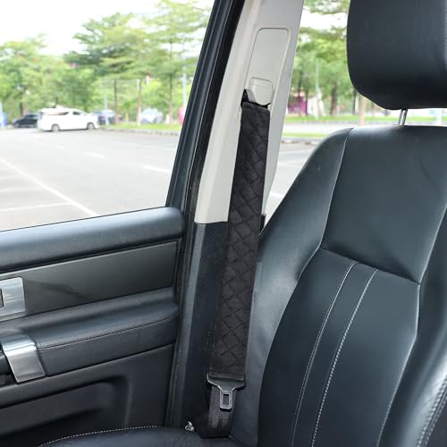 Amooca Soft Automotive Seat Belt Cover Seatbelt Shoulder Pad Neck Protector Cushions Universal Fit SUV Trucks Backpack Black Extra Long 19.7in - color: Black, size: 19.7in-1pc