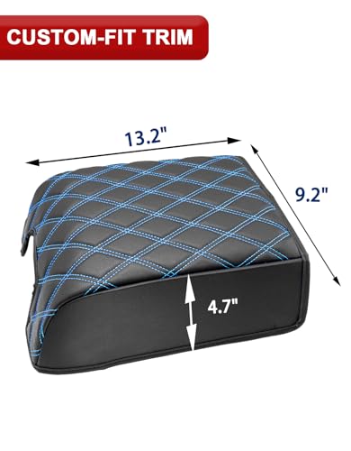 KBH Center Console Armrest Cover for F150 2004-2014, Lincoln Mark LT 2006-2008, Ford Expedition 2007-2017, Arm Rest Lid Covering, Anti-Scratch, Black-Blue Stitch (Fits Bucket Seat Console Only) - size: Bucket Seat, 04-14 F150, Blue Stitch