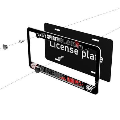 Spiritual Animal License Plate Frame Fierce Wolf Wild Spirit Energy Personalise Stainless Steel Funny Design Compatible with Standard License Plate Holder for USA and Canada 6.3 x 12.2 in - color: Spiritual Animal, size: 6.3 X 12.2 In-1PC