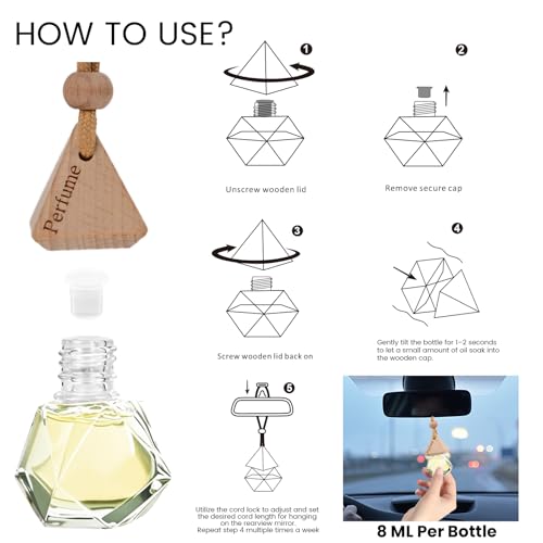 Car Air Freshener Hanging Diffuser – Long-Lasting Essential Oil Scent (Up to 60 Days) – Non-Toxic & Eco-Friendly – 2-Pack Auto Fresheners Made in USA (Diamond Bottles (2 × 0.27 Fl Oz), Vanilla Cream) - color: Diamond Bottles