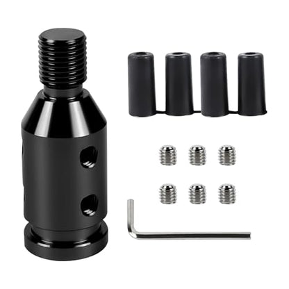 M12x1.25 Shift Knob Adapter, Aluminum Gear Shift Adapter Kit with 4-Sizes Hoses, Universal Gear Shift Knob Cover for Non-Threaded Manual Shifters, Car Stick Shift Knob Adapter(Black) - color: Black