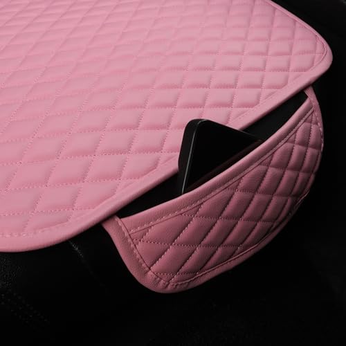 West Llama Pu Leather Car Seat Bottom Covers Protectors Include 1 Pair Front Driver Seat Pad Mat and 1 Rear Bench Cover Universal Fit 90% Vehicles,Pink - color: A-Pink, size: Universal Fit - Full Set