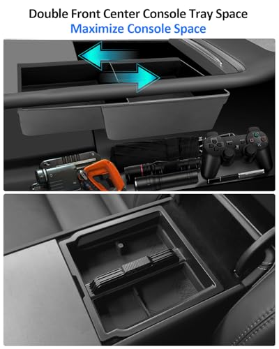 5PCS Double-Layer Center Console Organizer Tray for Tesla Model Y Juniper 2025 2026 Accessories Refreshed Car Storage Tray Armrest Tray Insert Cup Holder Hidden Compartment Storage Box - size: Juniper (Style 3)